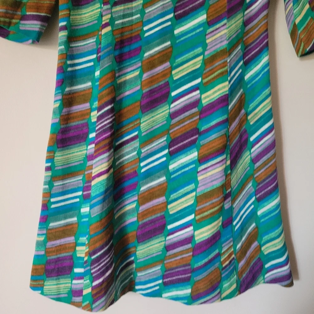 Vintage Teal and Purple Chevron Mini Dress - Picture 6 of 9